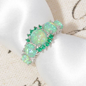 Divine Green Fire Opal Gemstone Ring
