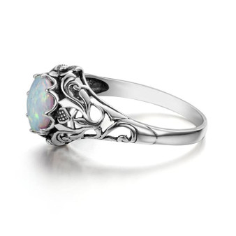 Lovely Handmade Vintage White Opal Gemstone Ring