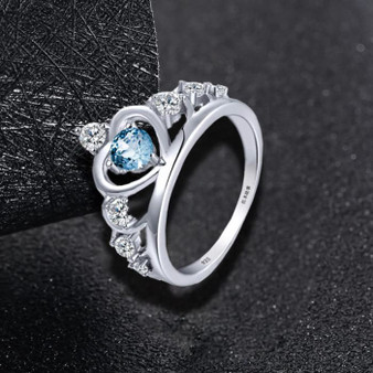 Vintage Blue Aquamarine Gemstone with White Gold Ring For Women