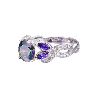 Mystical Rainbow Topaz Ring with Sapphire Gemstone