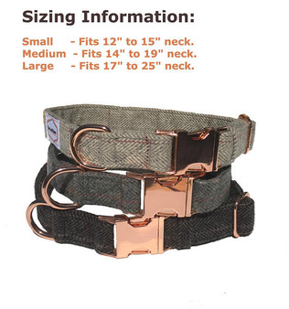 Bailey Dog Collar - Gray plaid with rose gold buckle