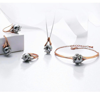 Rose Gold Grey Pearl Set