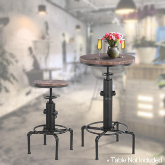 Vintage Metal Stool: Pinewood Top