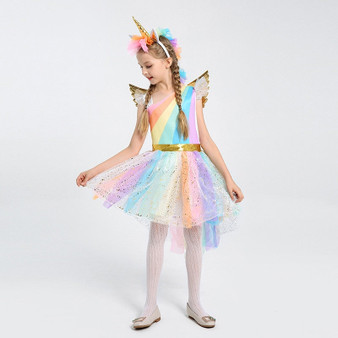 Girl's Rainbow Unicorn Costume