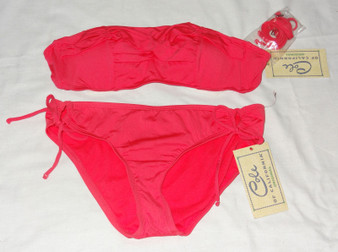 Cole Of California Bikini, Molded Cups, Keyhole Bottoms Pink, Size L, NWT
