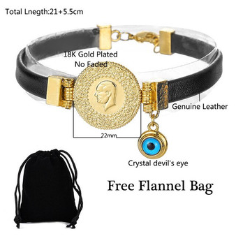 Turkish Coin Bracelet Cuff Devil's Eye Bracelet Jewelry Leather Bracelet