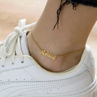 Fashion Personalized Name Anklet Customized Nameplate Anklet For Women Gold Stainless Steel Jewelry Gift