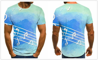 3D Music Notes Blue All Over T-Shirt