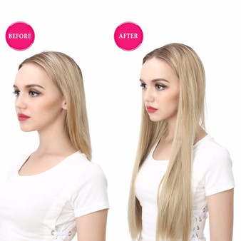 24" 170g U-Part  One Piece Clip On Hair Extensions Straight & Wavy Ombre Full Head Long Natural Synthetic Hairpieces
