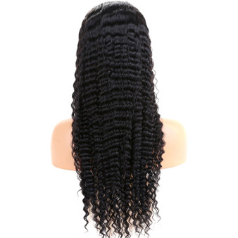 Deep Wave 100 Percent Brazilian Virgin Human Hair Lace Front Wigs With Natural Free Part