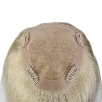 100% Human Hair piece Remy Wiglet Women's Hair Toppers Brown W/Blonde 20 Long