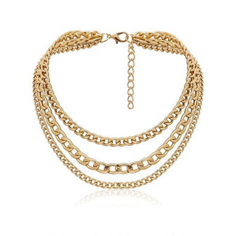 Link Multi Layer Chain Choker Necklacer
