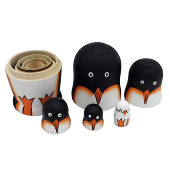 Adorable Penguins Matryoshka Nesting Dolls 5 Pieces