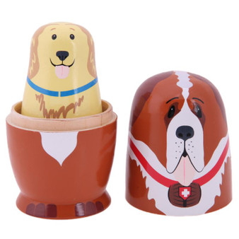 Dog Pack Matryoshka Nesting Dolls 5 Pieces