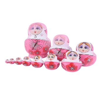 Pink Authentic Matryoshka Nesting Dolls 10 Pieces