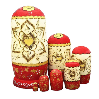 Yellow Wooden Matryoshka Nesting Dolls 7 Pieces