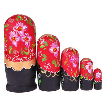 Black and Red Matryoshka Nesting Dolls 5 Pieces