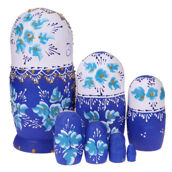 White Wooden Matryoshka Nesting Dolls 7 Pieces