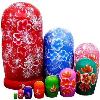 Christmas Wooden Matryoshka Nesting Dolls 10 Pieces