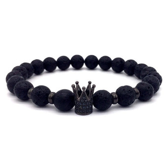 Men women stone beads bracelet charm bangles crown love jewelry gift