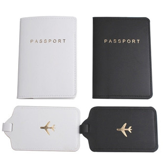 Solid Airplane Passport Cover Luggage Tag Couple wedding Passport Cover Case set Letter Travel Holder Passport Cover CH25LT42