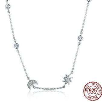 925 silver jewelry pendant necklaces sparkling moon star for women gifts