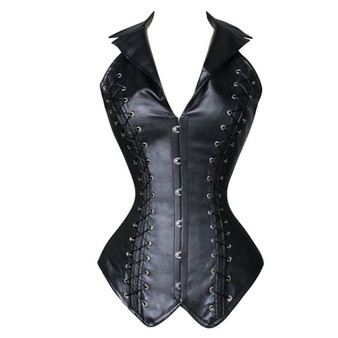 Leather Steampunk Corset with Collar