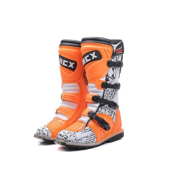 vintage motorcycle boots racing orange motocross shoes waterproof