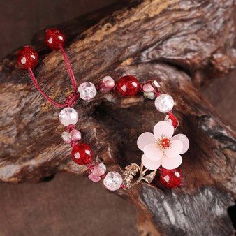 Cherry Blossom Tourmaline Agate Bracelet