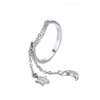 Crescent and Star Link Chain Ring