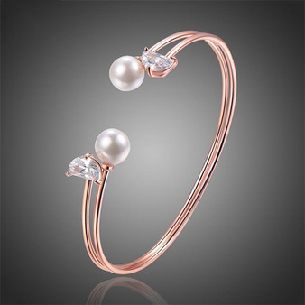 Pearl Rose Gold Adjustable Bracelet