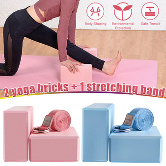 Stretching Strap/Belt 1.83m And Yoga Blocks Combo Pink