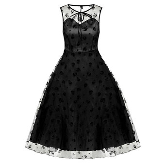 Retro Vintage Style Sleeveless Flower Skull Lace Dress