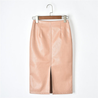 Women's PU Leather Midi Skirt