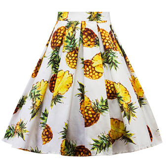 High Waist Retro Pineapple  Swing Skirt