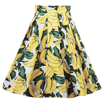 High Waist Retro Going Bananas Swing Skirt