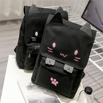 Cute Cat Canvas Cartoon Backpack