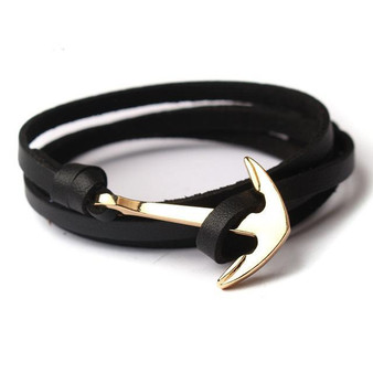 Anchor bracelets men black survival rope chain sport hooks fashion