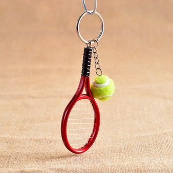 Tennis Key Chain Miniature Racket and Ball