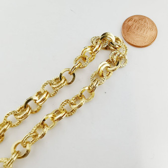 8mm Gold chain, Chunky Textured link chain