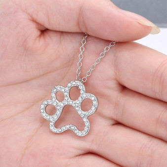 Dog Paw Print Heart Shape Necklace