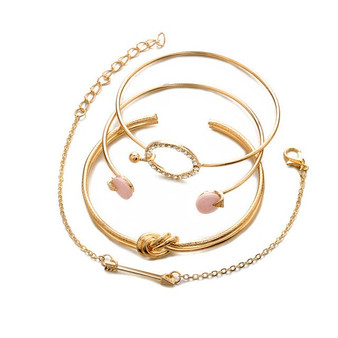 EVERLEAD Luxury And Romantic Four Bangle Bracelets Set In Silver or Gold