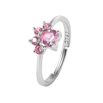 Pink Crystal Paw Ring