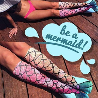 3D Printing Mermaid Pattern Knee High Socks Stockings