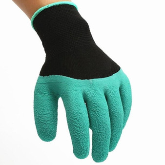 Rubber Gardening Gloves for Digging & Planting with Plastic Claw