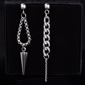 Chain Spike Stud Earrings K Fashion