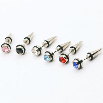 Stainless Steel K Fashion Spike Jewel Stud 1pc Earring