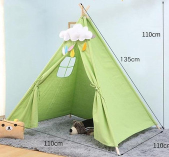 Portable Foldable Teepee Children's Play House Cotton Canvas