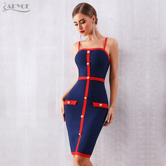 Adyce 2020 New Summer Blue Bodycon Bandage Dress Women Elegant Spaghetti Strap Night Club Celebrity Runway Party Dress Vestidos