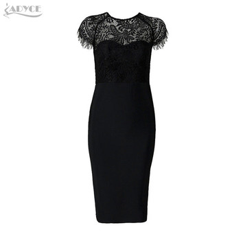 Adyce 2020 New Summer Women White Bandage Dress Vestidos Sexy Black Lace Short Sleeve Hollow Out Club Dress Evening Party Dress